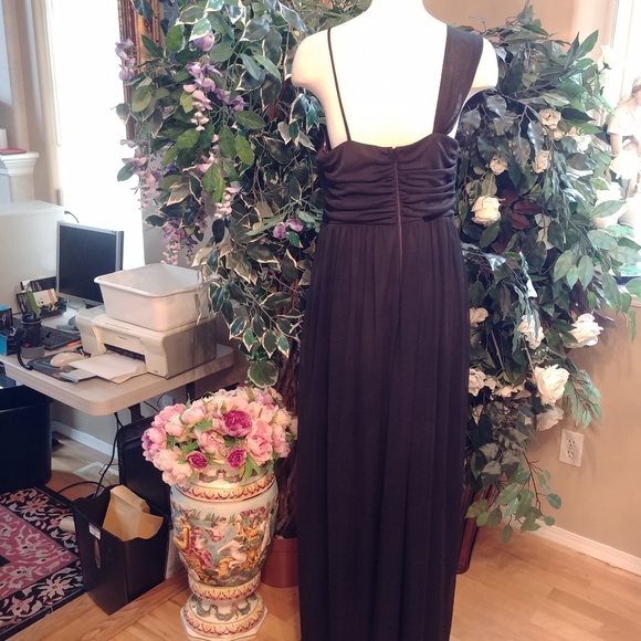 ONE SHOULDER FRILLED LONG DRESS SZ 16 - Picture 4 of 4